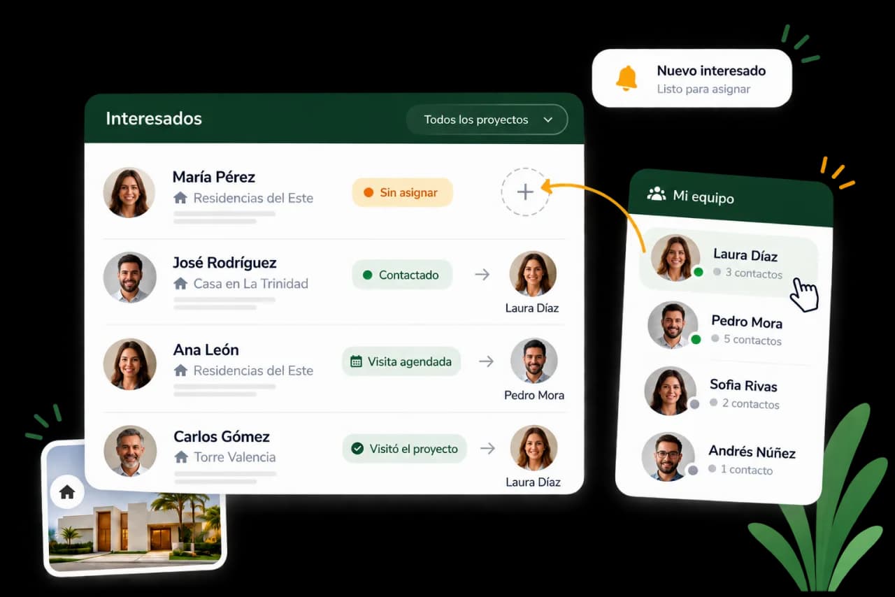 Ejemplo de la bandeja de interesados de una inmobiliaria